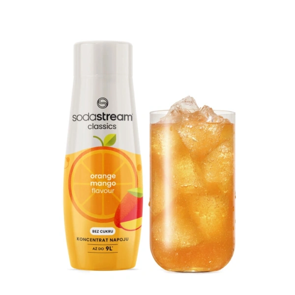 Sodadrinks Orange Mango No Sugar 440 ml in glass